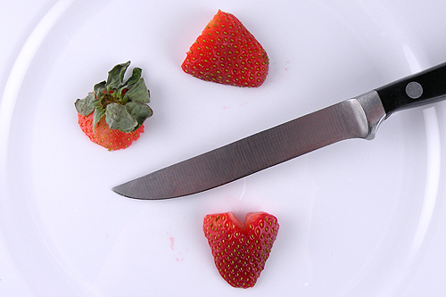 make a hearts out of a strawberry.