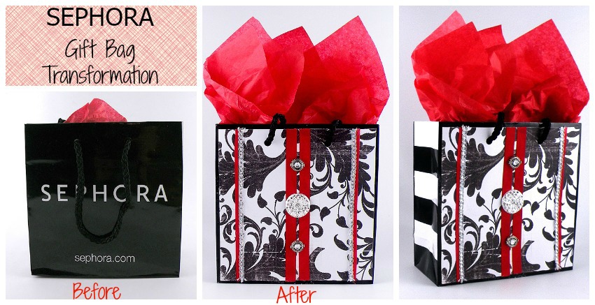 Red and Black Decorated DIY Gift Bag