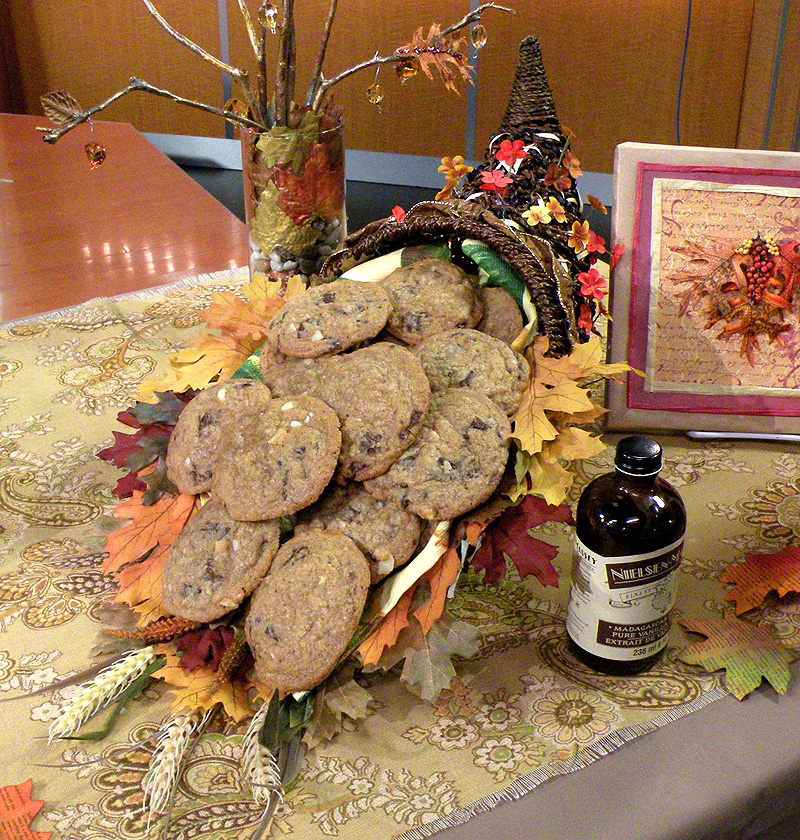 Decorated Cornucopia filled with cookies