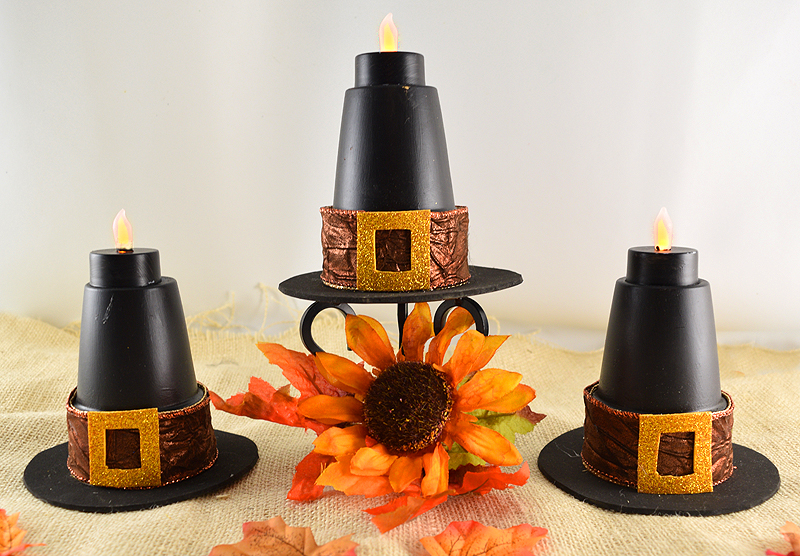 DIY Pilgrim Hat Candle Holders