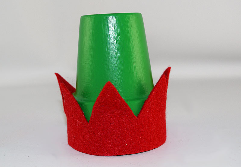 DIY Elf Hat Candle Holder Red Trim