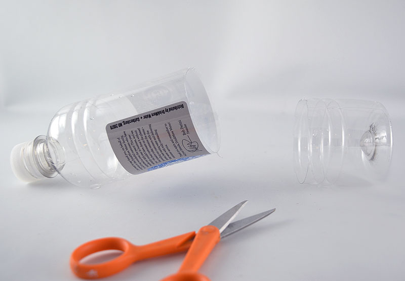 Water bottle Cut with Scissors
