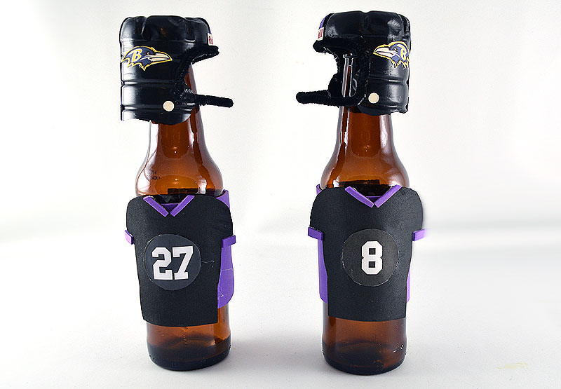DIY Mini Football Helmets on the top of bottles
