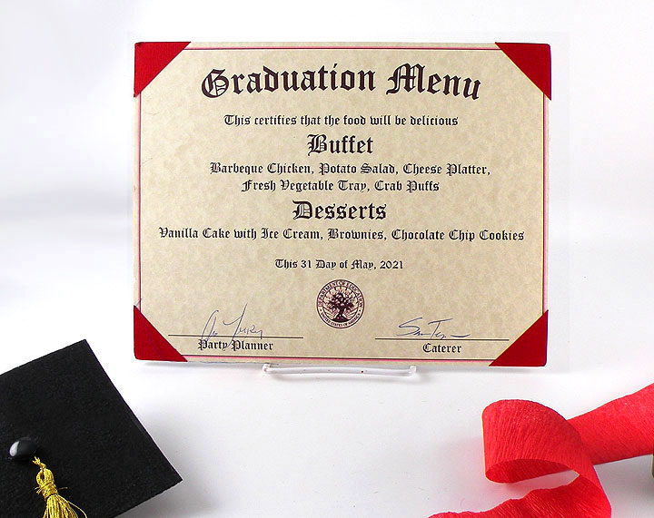 DIY Graduation Party Decorations Diploma Menu 2021