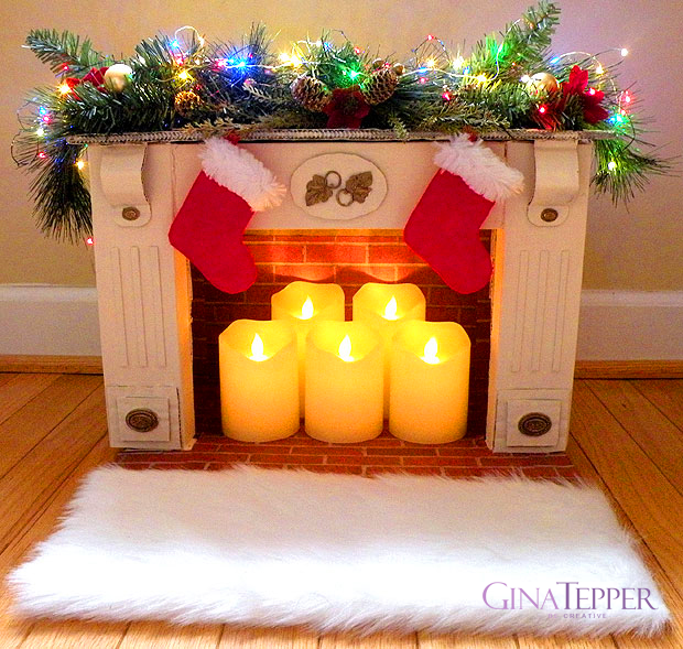 DIY Faux Fireplace with flameless candles