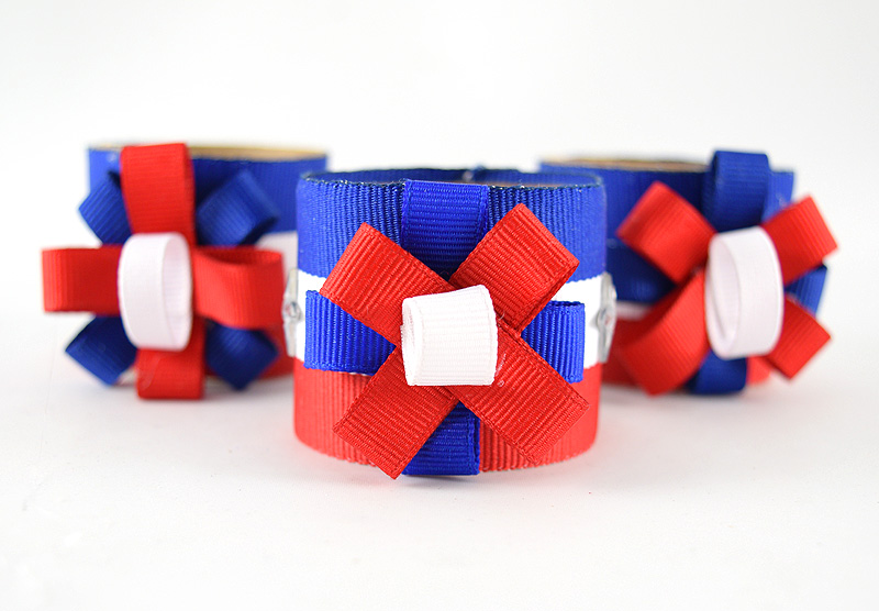 Red, white and blue ribbon napkin rings