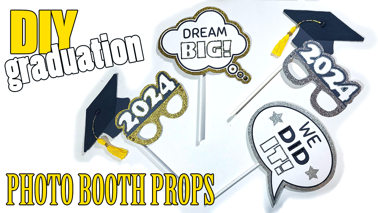 🎓Amazing DIY Graduation Photo Booth Props for LESS Than $3 (FREE PATTERN Class of 2024) - Gina Tepper