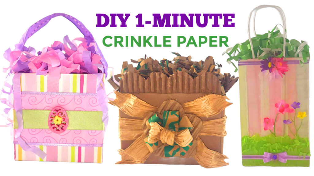 DIY crinkle paper shred filler for boutique gift bags