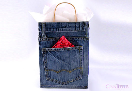 Jeans gift bag with handles