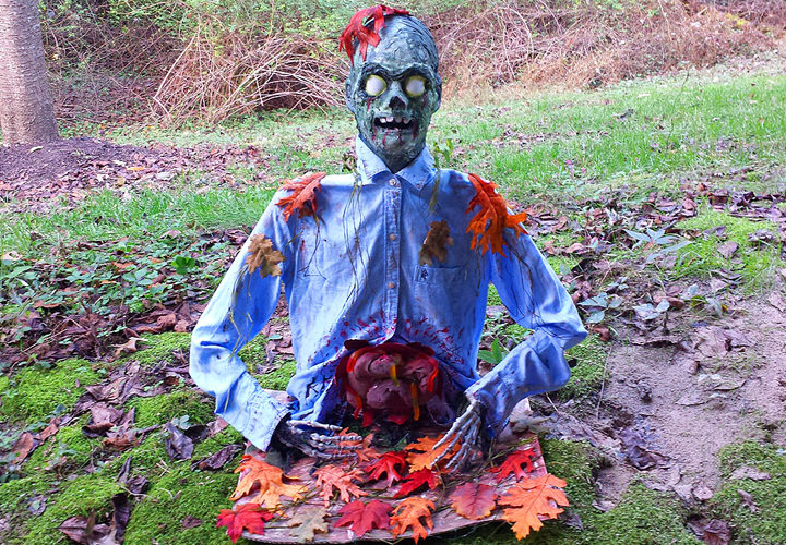 Zombie coming out of the ground decoration.