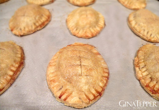 Football shaped apple pies