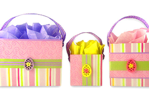 DIY Victorian-style boutique gift boxes made from cardstock and ribbon