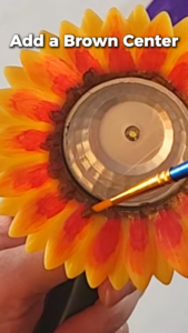 Painting the brown center of a sunflower solar light